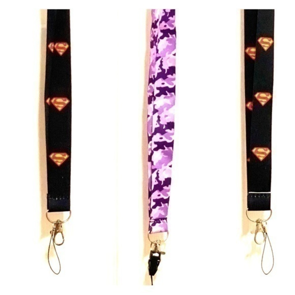 3 Key Lanyards. 2 Superman and 1 Purple Camo. NEW
